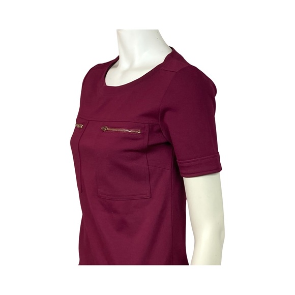 J Crew Zipper Ponte Dress In Burgandy Size 2 Style #B4094 - Picture 4 of 11